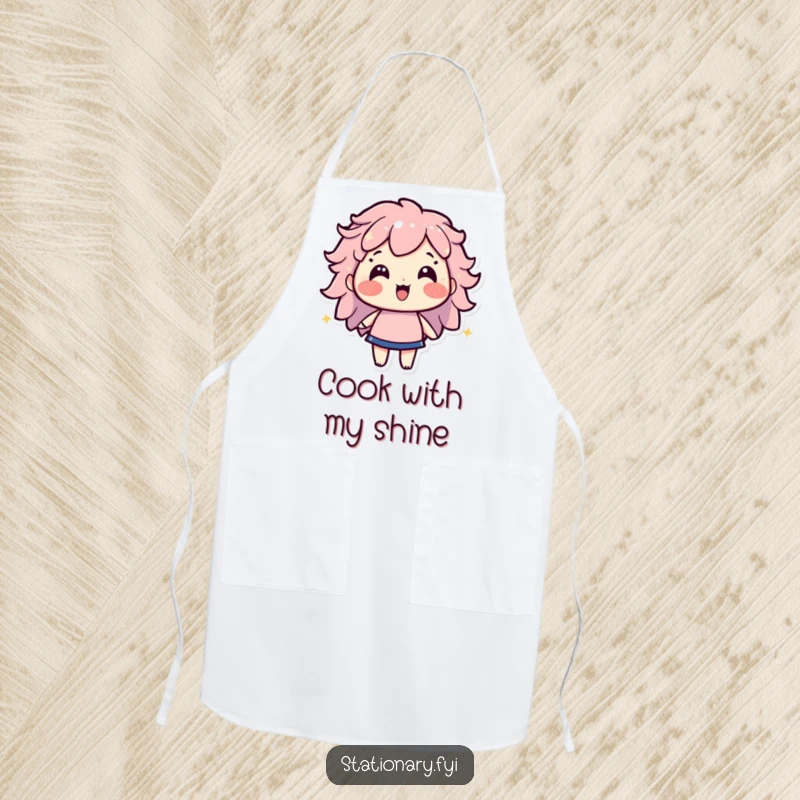 Funny apron showcasing a beaming highlighter character, perfect for cooking with bright, humorous style.