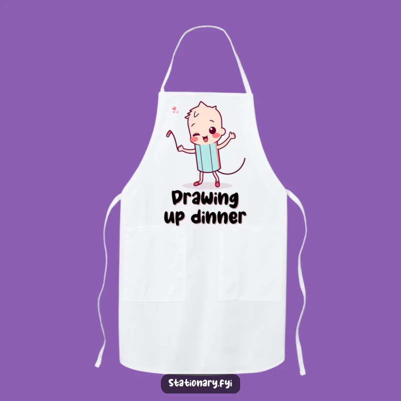 Funny Kawaii Pencil Apron: Create with Joy, Artistic Kitchen Fun Funny Gift