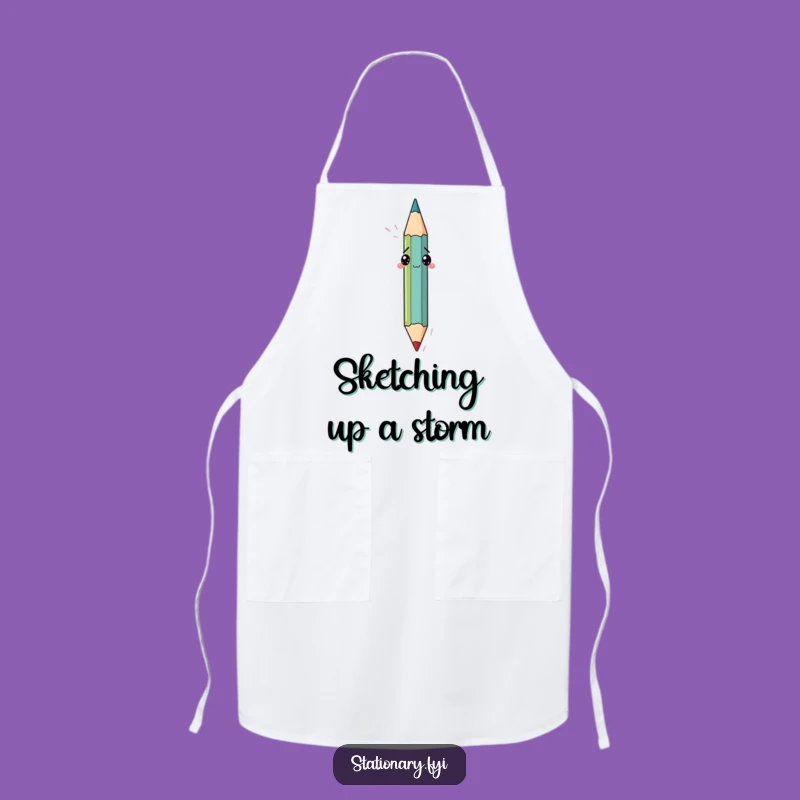 Funny Bewildered Pencil Drawing Itself Apron, a Hilarious Artist's Accessory