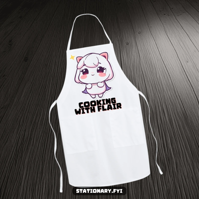 Funny apron with a winking highlighter drawing a glowing line, perfect for cooks who love to illuminate.