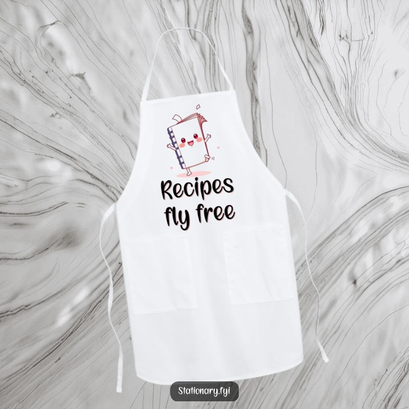 Funny Kawaii Notebook Cartwheel Apron with flying pages, adding humorous creativity to cooking, an excellent funny gift.