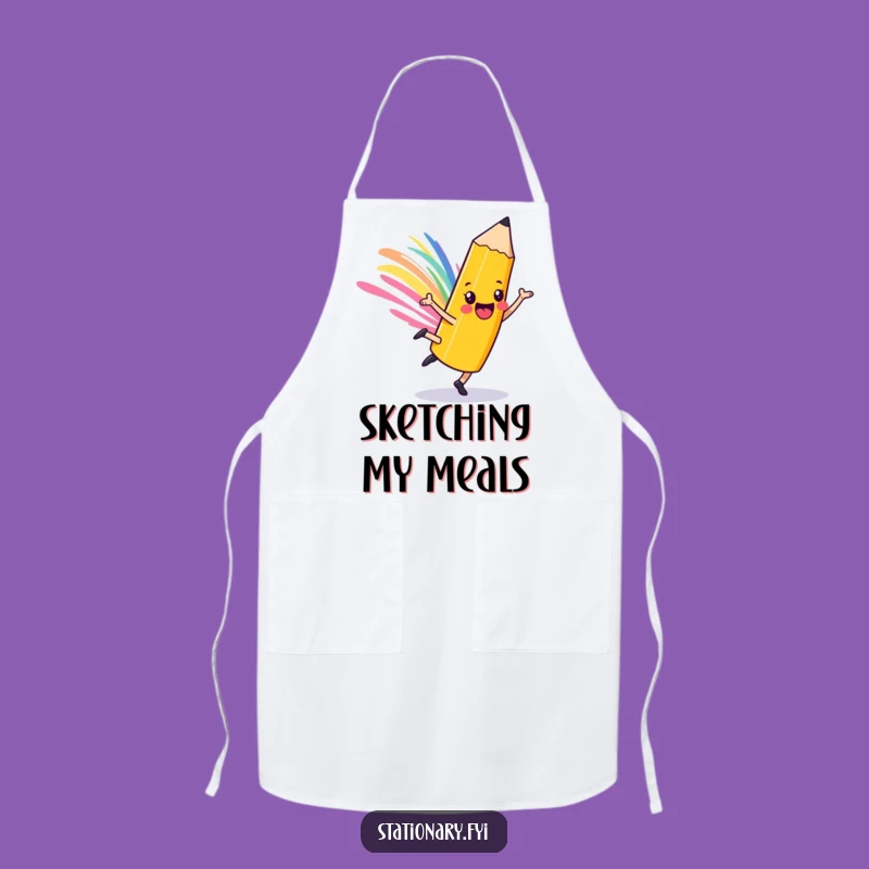 Funny Playful Pencil Apron: Cartwheel Art Character Kitchen Fun Gift