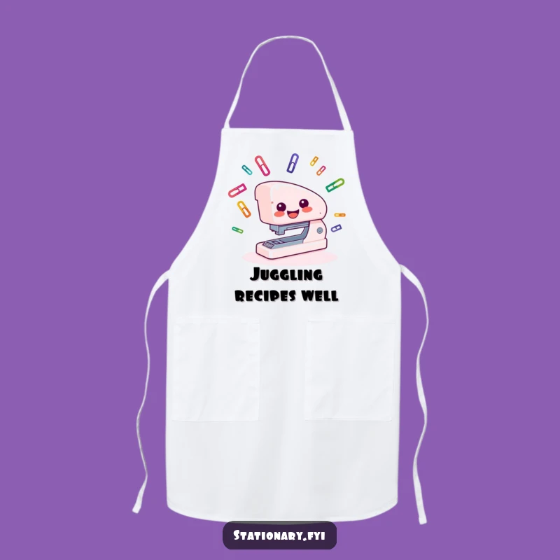 Funny Stapler Juggling Apron: Cook Up Some Office-Themed Fun!