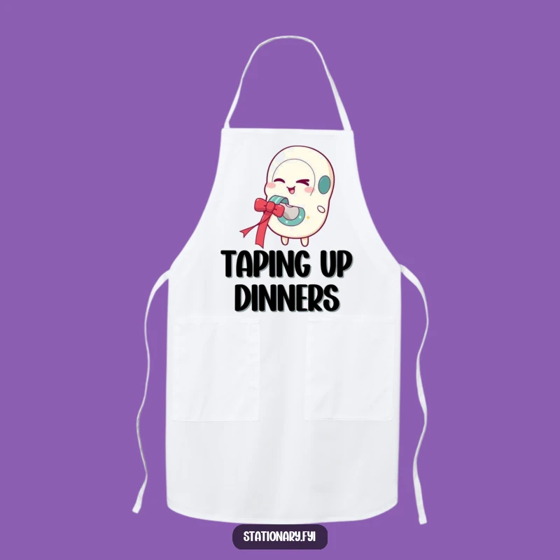 Funny Tape Dispenser Apron: Winking Chef, Festive Ribbon Fun, Kitchen Gift