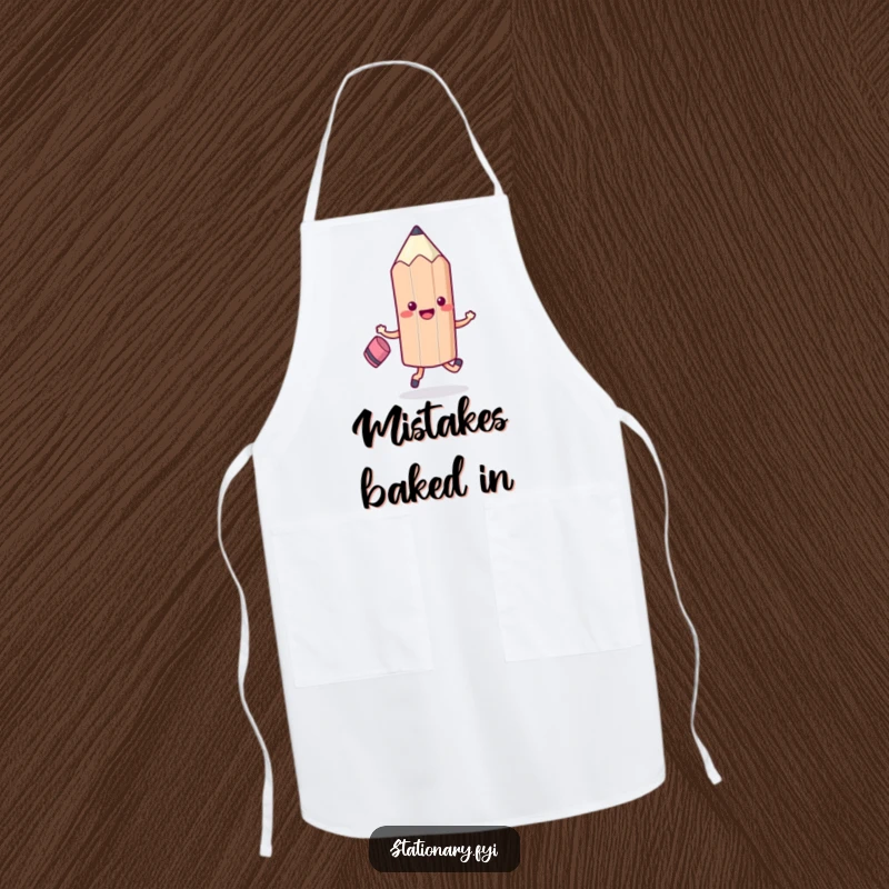 Funny Kawaii Pencil Skipping Apron with an eraser, adding humorous creativity to the kitchen, an excellent funny gift.
