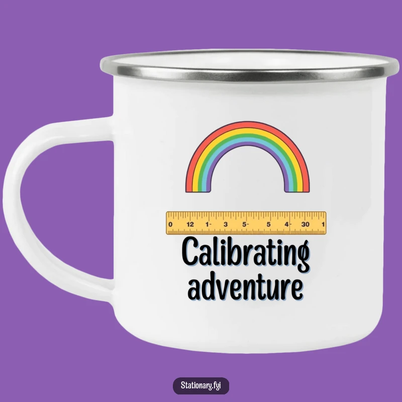 Funny Camping Mug: Measure Your Adventures with Ruler & Rainbow