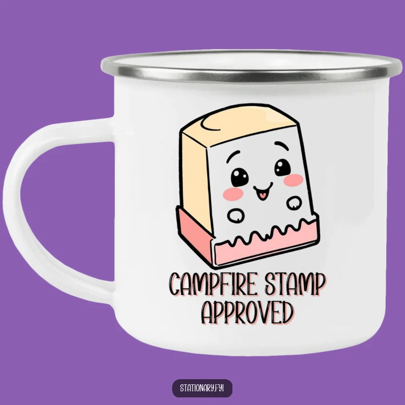 Funny Cheerful Stamp Wobbly Line Camping Mug, Adventure with Humorous Flair