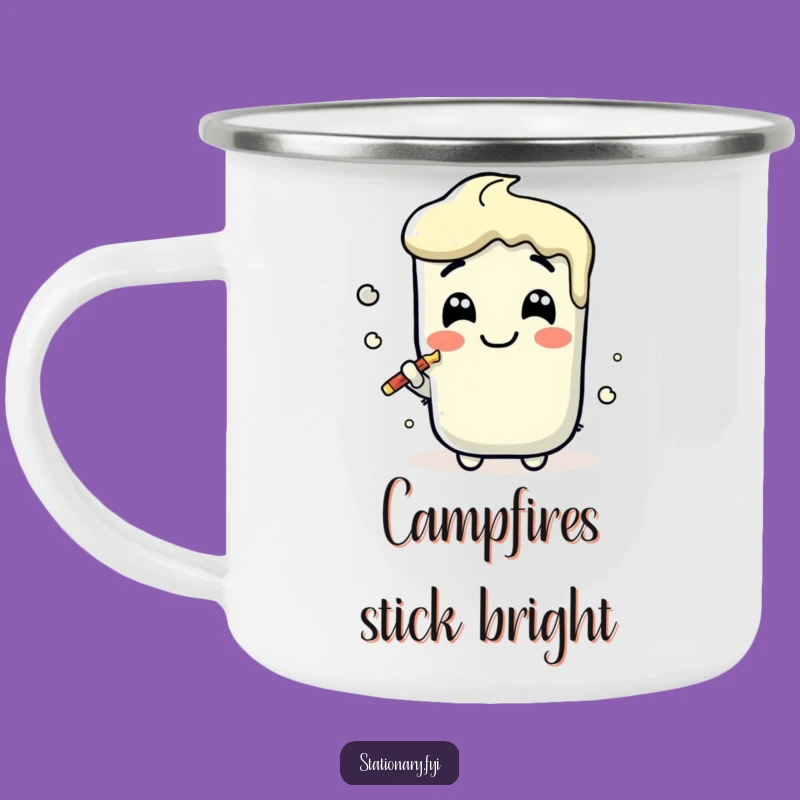 Funny Kawaii Glue Stick Camping Mug - Stick Around for Campfire Fun!