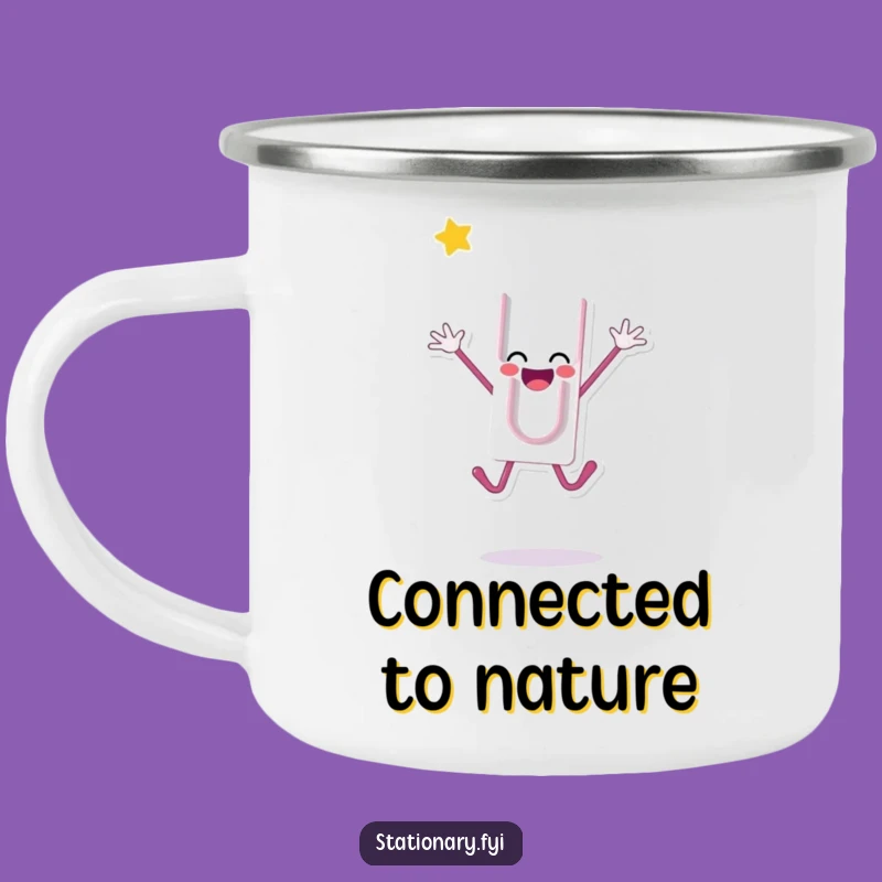 Funny Paperclip Jump Camping Mug: Celebrate Outdoors with Glee