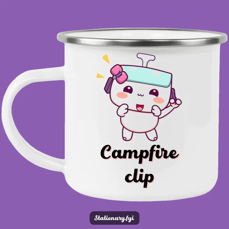 Funny Kawaii Binder Clip Camping Mug - Playful Pinch Adventure Gift
