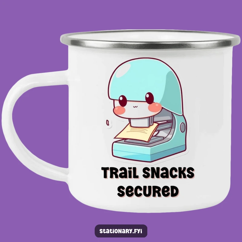 Funny Kawaii Stapler Camping Mug: Tackle Adventures, Durable & Office Humor Gift