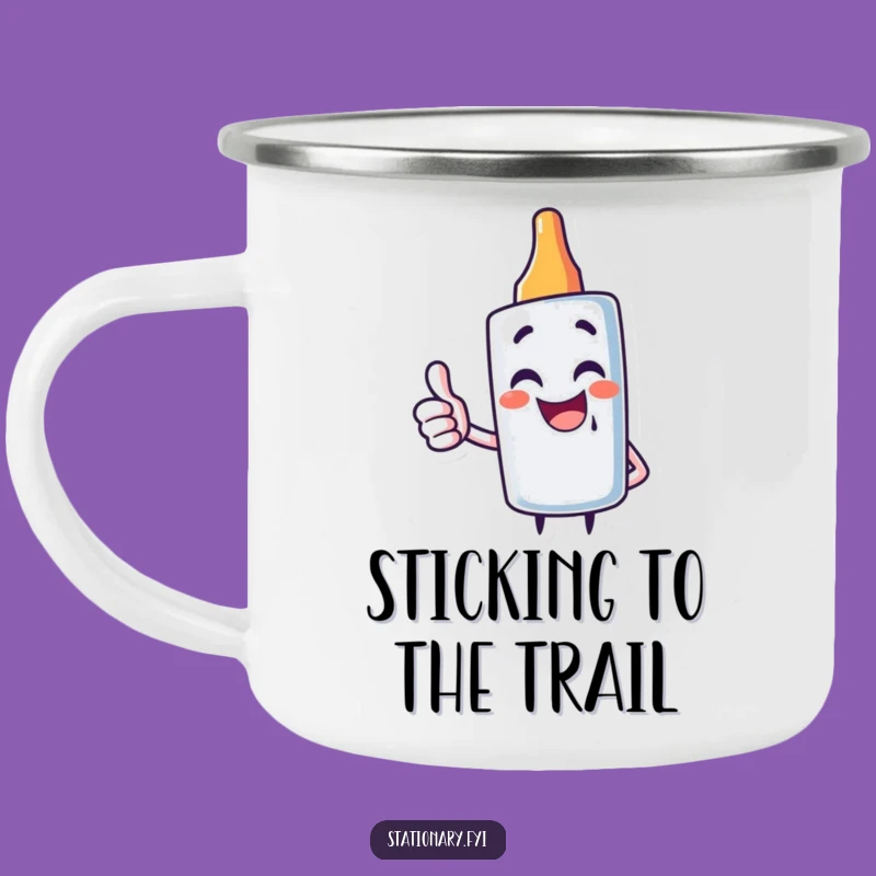 Funny Glue Stick Camping Mug: Giggles and Thumbs Up Outdoors