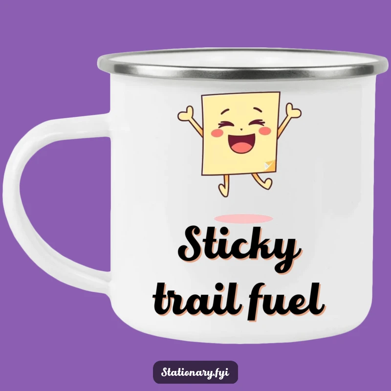 Funny Bouncing Sticky Note Camping Mug Enjoy Coffee With Hilarious Joy Outdoors