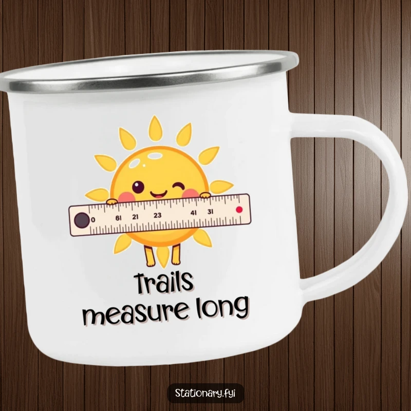 Funny Kawaii Ruler Sun Camping Mug, perfect for humorous outdoor sips and gifting.