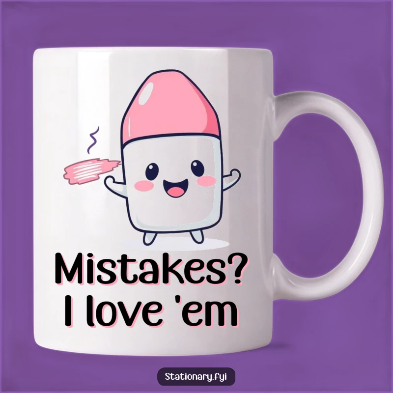 Funny Eraser Character Mug: The Perfect Gift for Messy Artists and Typo Tacklers