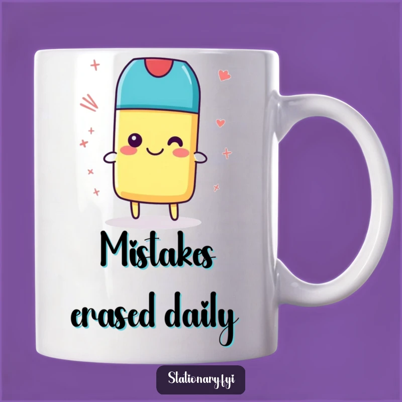 Funny Eraser Mug - A Happy Cleaner of Silly Scribbles, Perfect Hilarious Gift for Messy Artists!