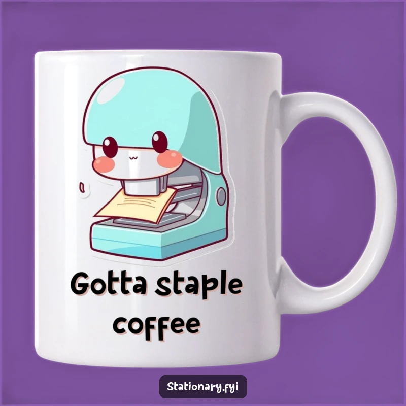 Funny Kawaii Stapler Mug: Chomp Your Way Through Tasks, Office Humor Gift