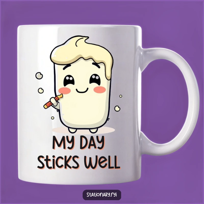 Funny Kawaii Glue Stick Mug - Stick Around for Laughs!