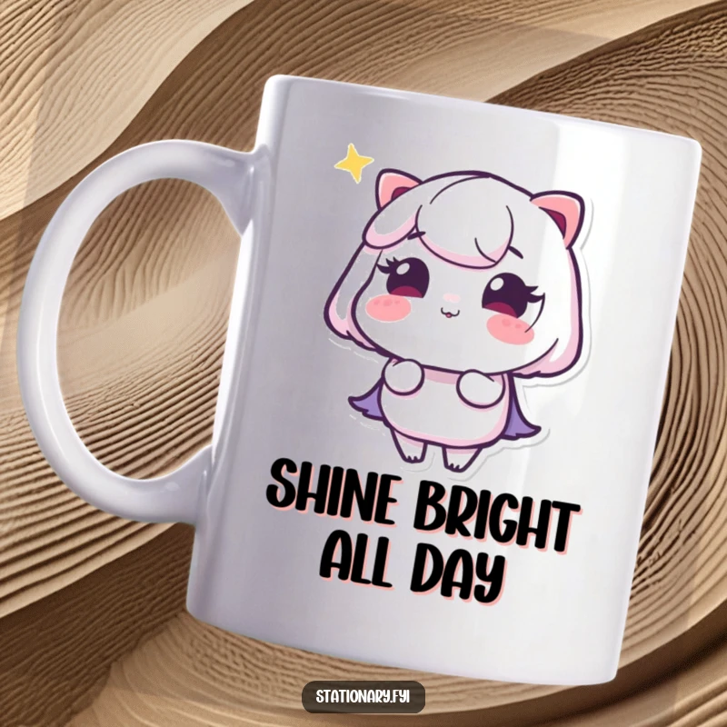 Funny mug featuring a winking highlighter drawing a vibrant, glowing line, symbolizing bright ideas and humor.