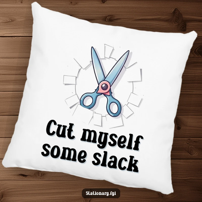 Funny Pillow with playful scissors snipping paper, offering plush comfort and a dose of artistic humor, an ideal gift.
