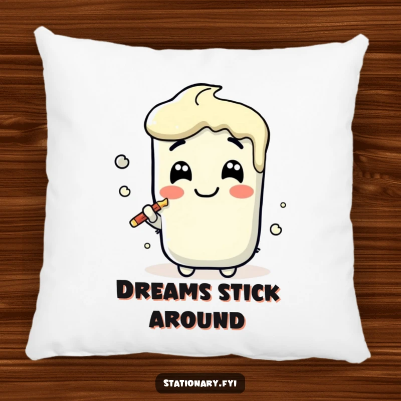 Funny Kawaii Glue Stick Pillow with a joyful smear, designed for humorous comfort and creative decor, a great gift.
