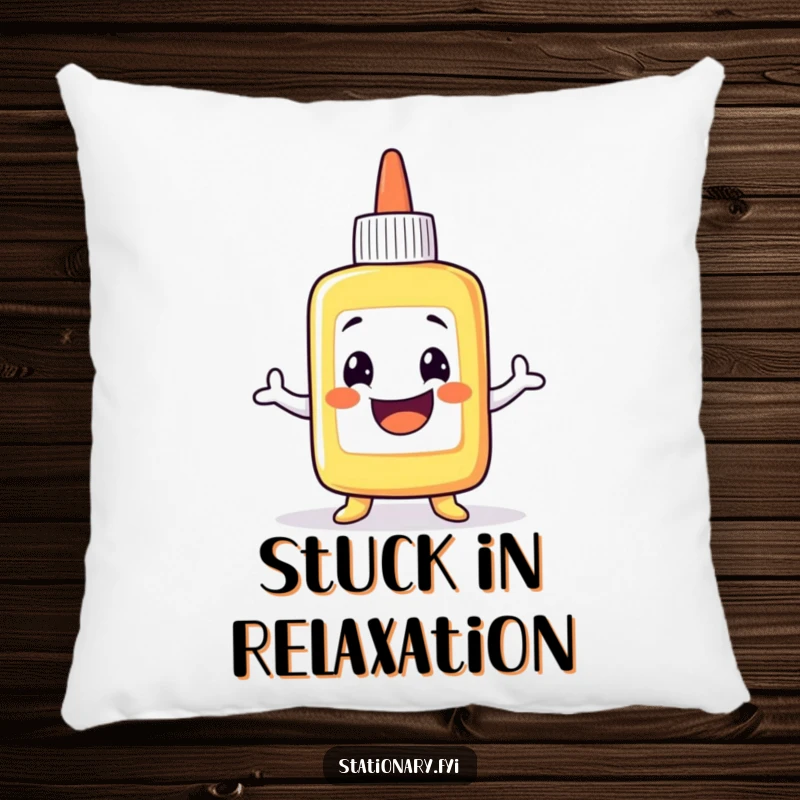 Funny Pillow: A grinning glue bottle character in a wobbly pose, providing comfort and a humorous touch to any seating area.