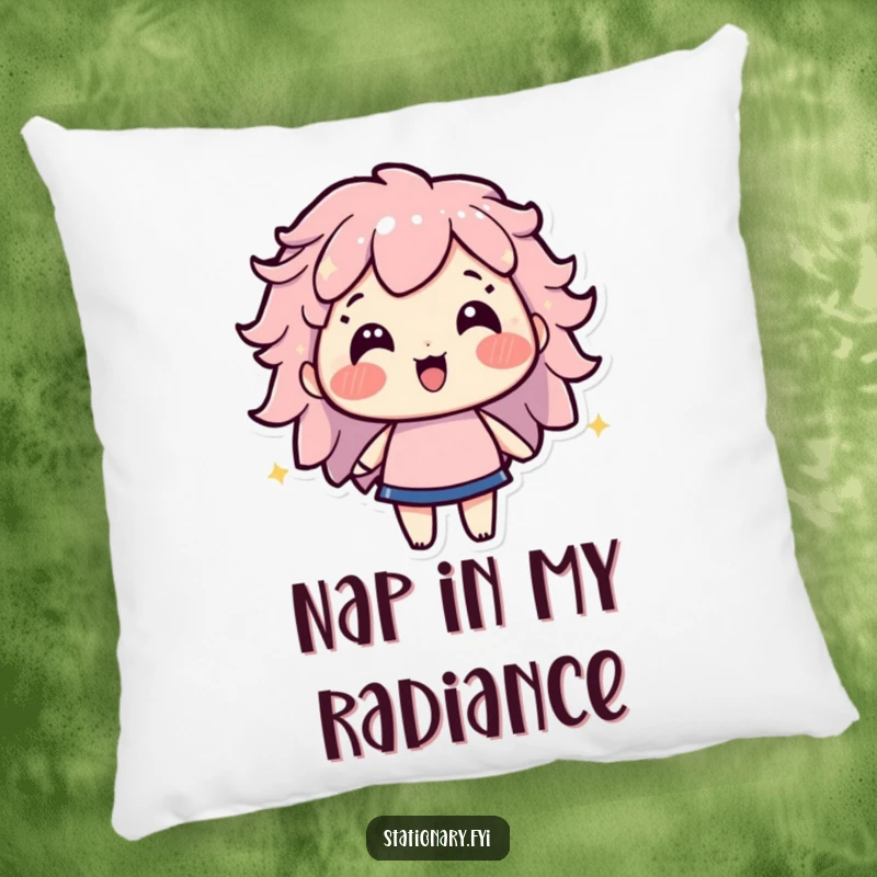 Funny pillow featuring a beaming highlighter character, offering comfort and a bright spot of humor.