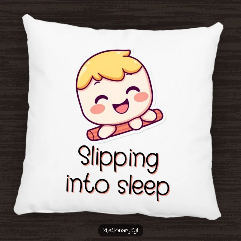 Funny kawaii glue stick pillow featuring a smooth-sliding character with a wide smile, offering cozy, humorous comfort.