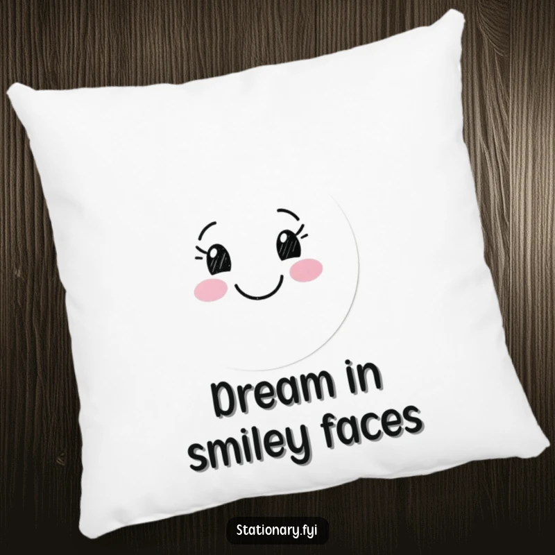 Funny pillow with a happy marker character drawing a smiling face, providing comfort and a dose of artistic humor.