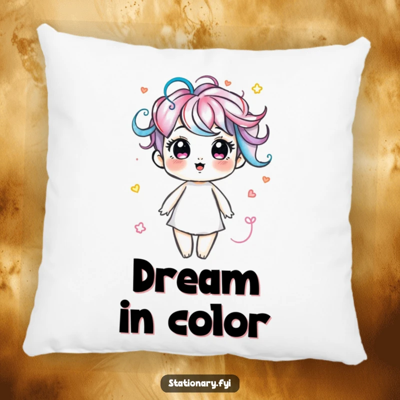 Funny pillow featuring a delightful marker character drawing colorful swirls, providing artistic and comfy relaxation.