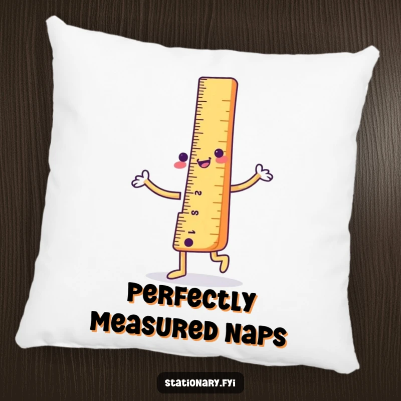 Funny Pillow: A happy ruler character dancing with straight lines, providing comfort and a humorous touch to any seating area.