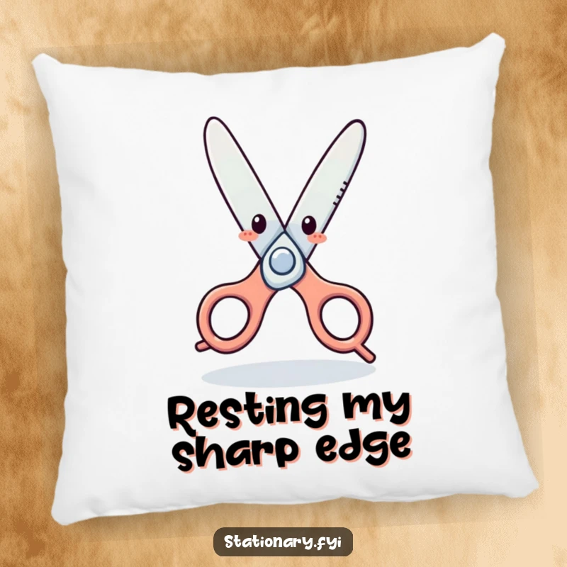 Funny Pillow: Playful scissors character in a lively dance, providing comfort and a humorous accent for any living space.