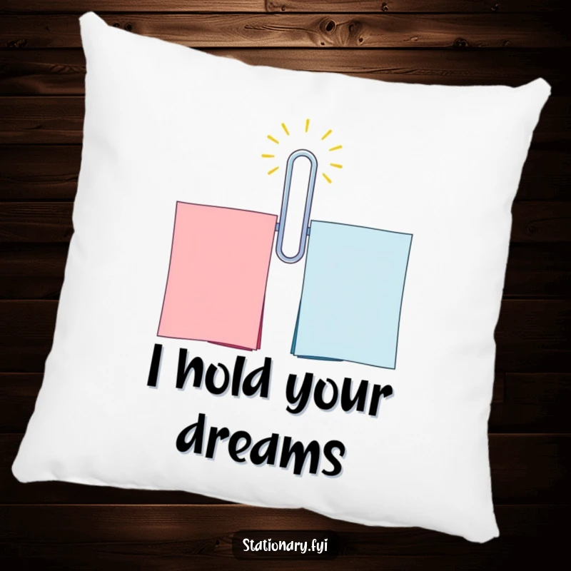 Funny Paperclip Pillow: A smiling paperclip humorously linking sheets, providing comfort and office-themed humor.