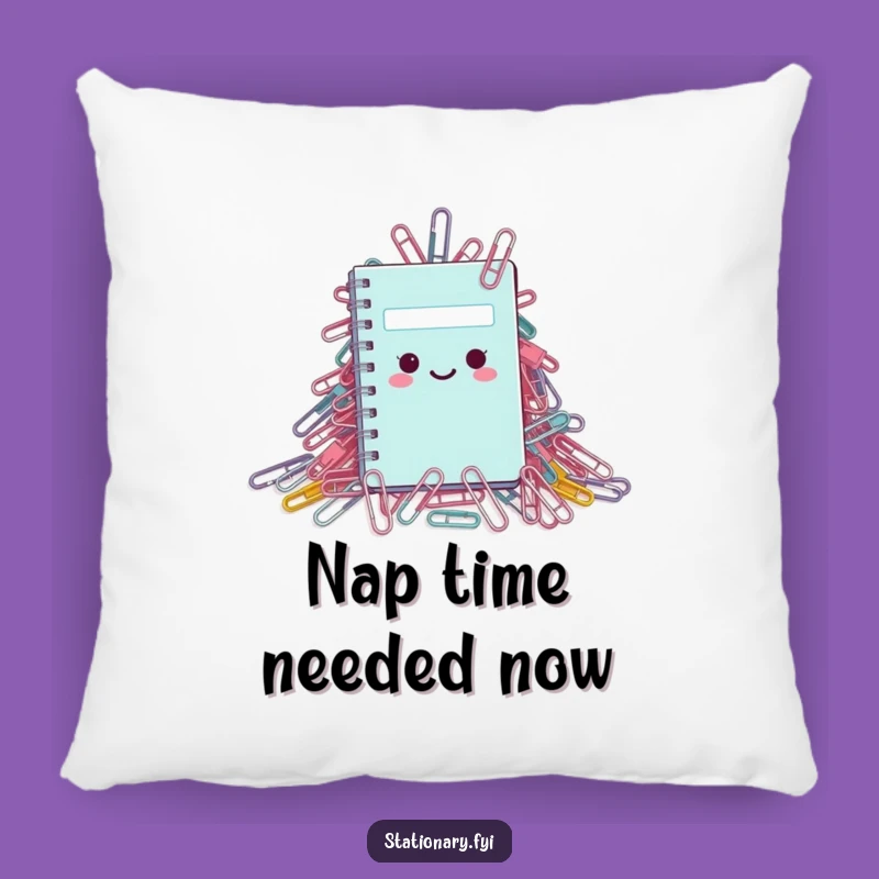 Funny Pillow: Tiny Notebook's Paperclip Escape - Comfy Humor for Your Couch!