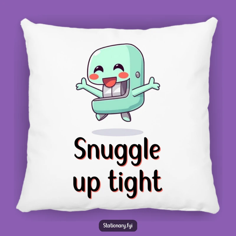 Funny Happy Stapler Pillow - Cheerful Jump Comfort & Office Humor