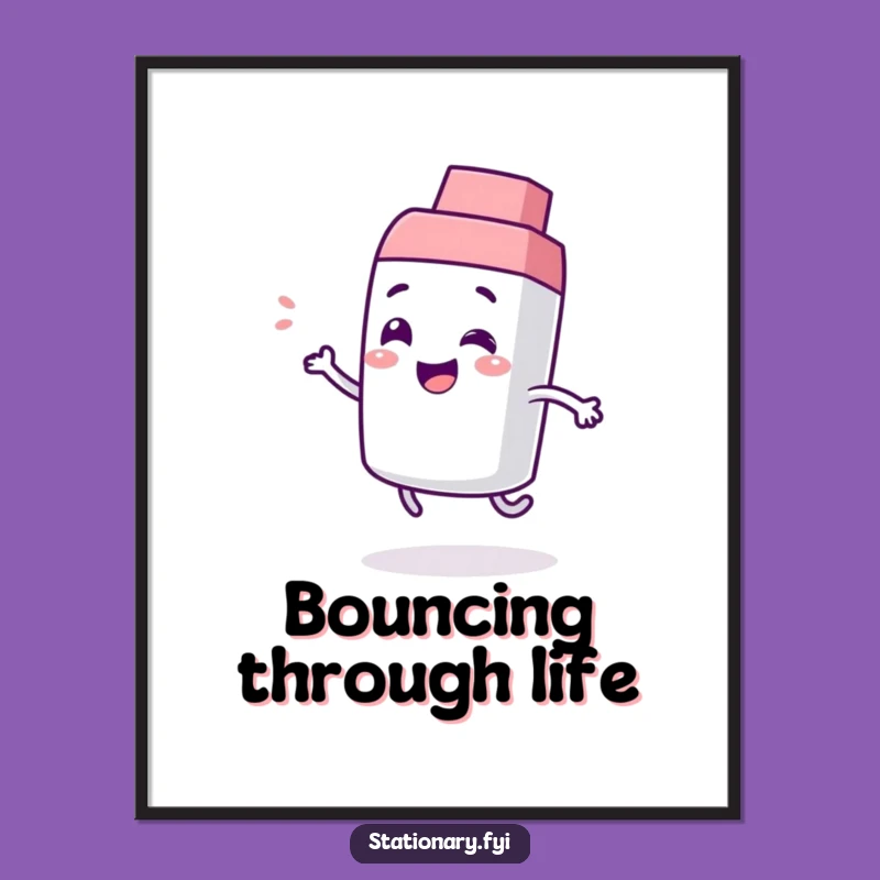 Funny Giggling Eraser Digital Art - Playful Bounce Printable Humor Decor