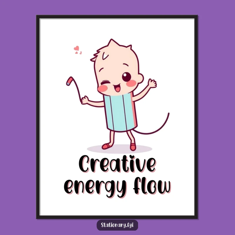 Funny Kawaii Pencil Digital Art: Instant Creative Spark, Printable Wall Art Gift
