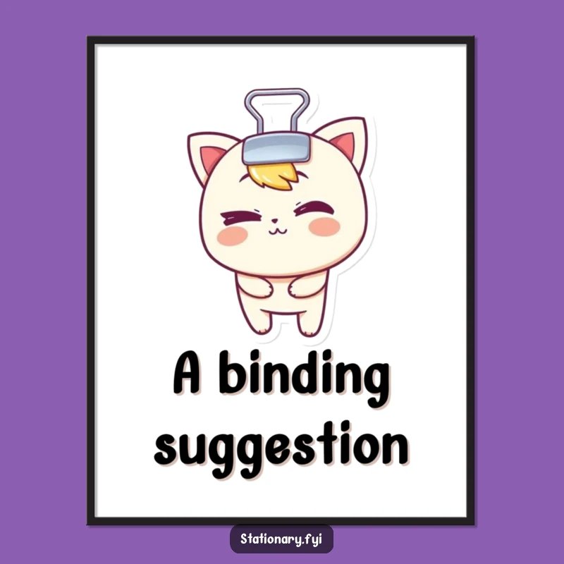 Funny Binder Clip Digital Art: Mischievous Wink Print for Playful Decor