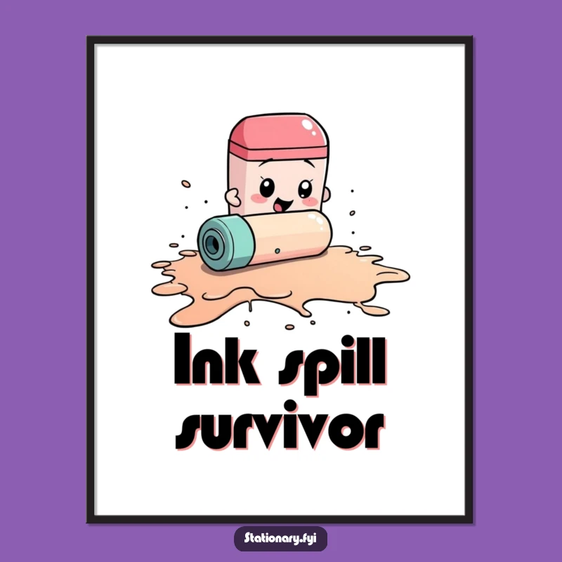 Funny Eraser Cleaning Ink Spill Digital Art, Instant Hilarious Decor