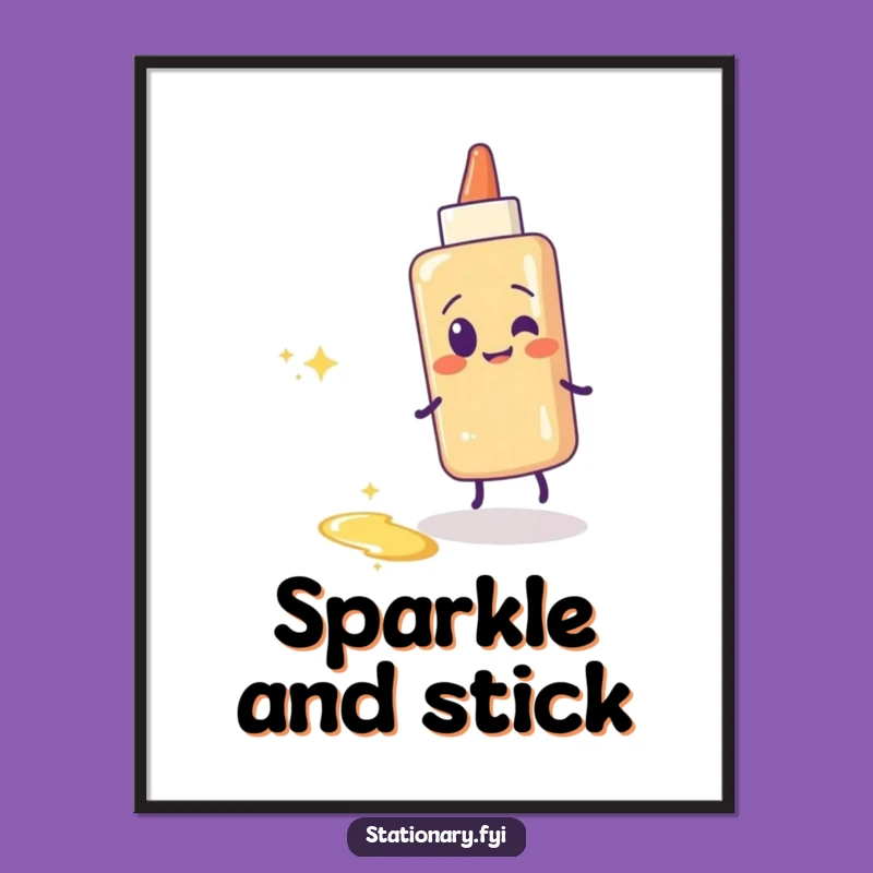 Funny Glue Stick Digital Art, Sparkle Trail Scene, Crafty Decor Gift
