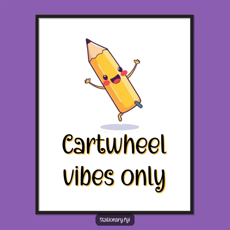 Funny Pencil Cartwheel Digital Art: Instant Hilarious Stationery Decor for Your Walls!