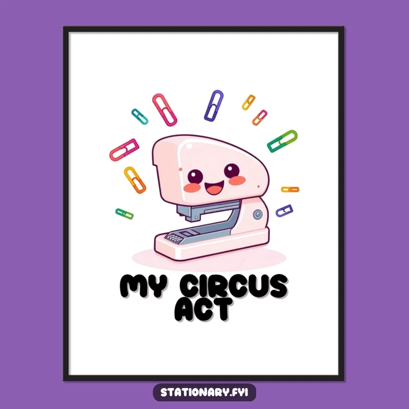 Funny Stapler Juggling Digital Art: Instant Office Humor for Your Walls!