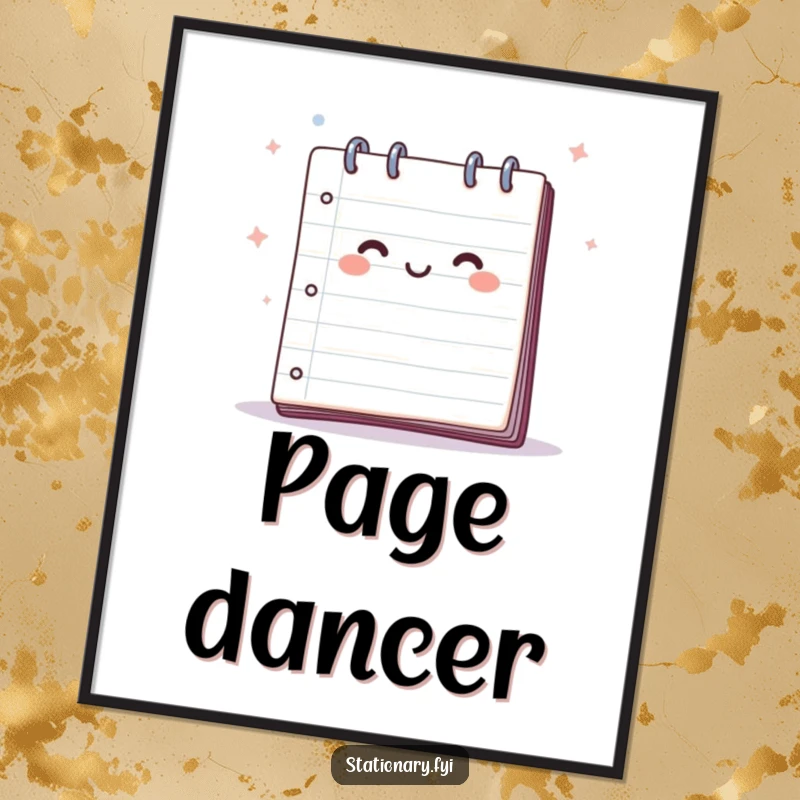 Funny digital art print of a happy notepad with pages catching a gentle breeze, perfect for adding a whimsical touch.