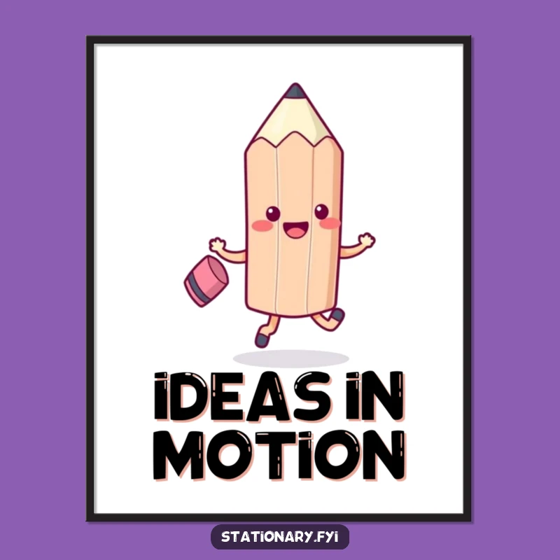 Funny Kawaii Pencil Skipping Digital Print - Instant Cheerful Decor!