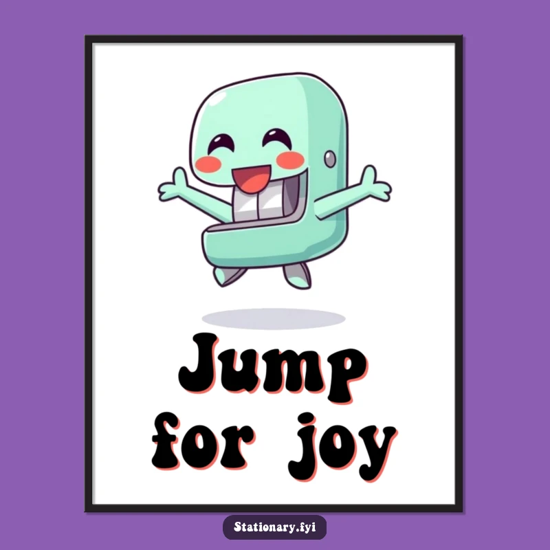 Funny Happy Stapler Digital Art - Cheerful Jump Printable Office Humor