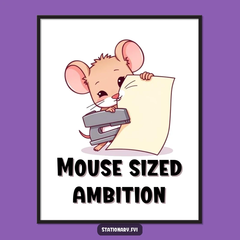 Funny Mouse Stapling Giant Paper Digital Art, Instant Hilarious Decor Gift