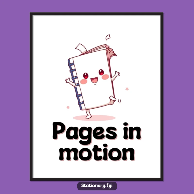 Funny Kawaii Notebook Cartwheel Digital Print - Instant Creative Decor!