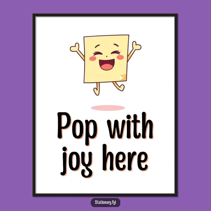 Funny Bouncing Sticky Note Digital Art Print Instant Joyful Wall Decor