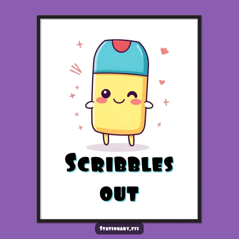 Funny Eraser Digital Art - Instantly Download Humorous Tidiness Wall Art, Perfect Gift!