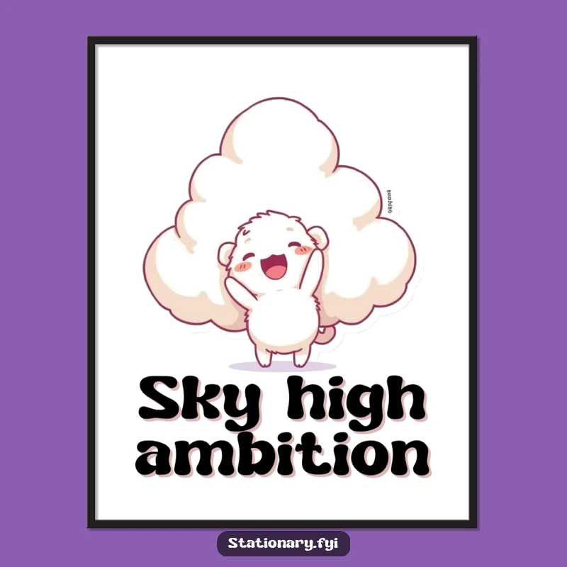 Funny Fuzzy Creature Digital Print: Hilarious Stapling Clouds Art for Instant Joy